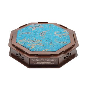 Octagonal termeh wooden box
